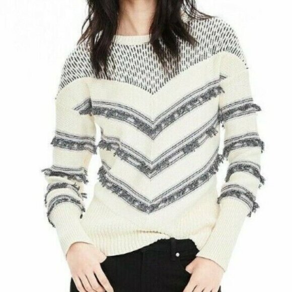 Banana Republic Sweaters - Banana Republic Sweater Mixed Pattern Chevron Fringe Sz S #130R